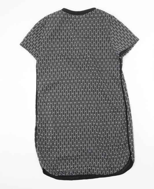 New Look Womens Black Geometric Polyester A-Line Size 12 Round Neck Pullover
