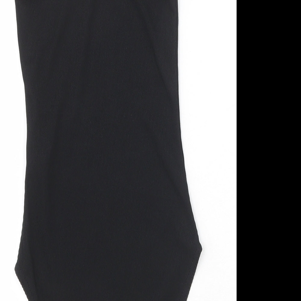 Boohoo Womens Black Cotton Bodysuit One-Piece Size 6 Pullover - Ribbed