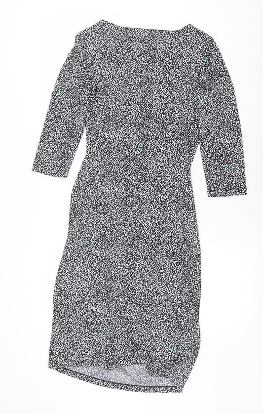 Fenn Wright Manson Womens White Geometric Polyester A-Line Size 8 Round Neck Pullover