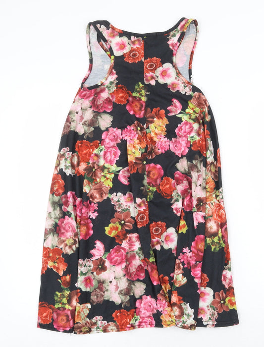 Boohoo Womens Multicoloured Floral Polyester Trapeze & Swing Size 8 V-Neck Pullover