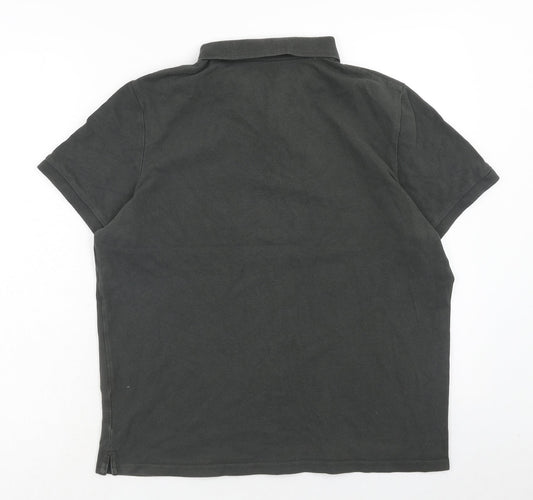 Nutmeg Mens Grey Cotton Polo Size L Collared Button