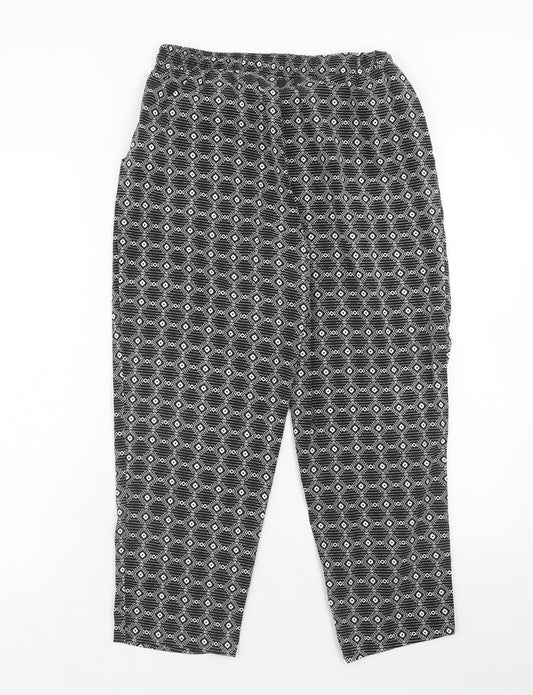 New Look Womens Black Geometric Polyester Trousers Size 8 Regular