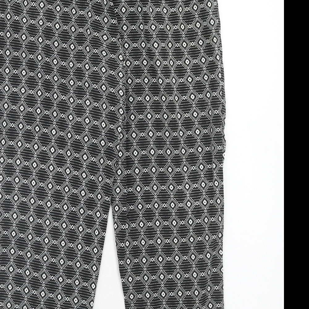 New Look Womens Black Geometric Polyester Trousers Size 8 Regular