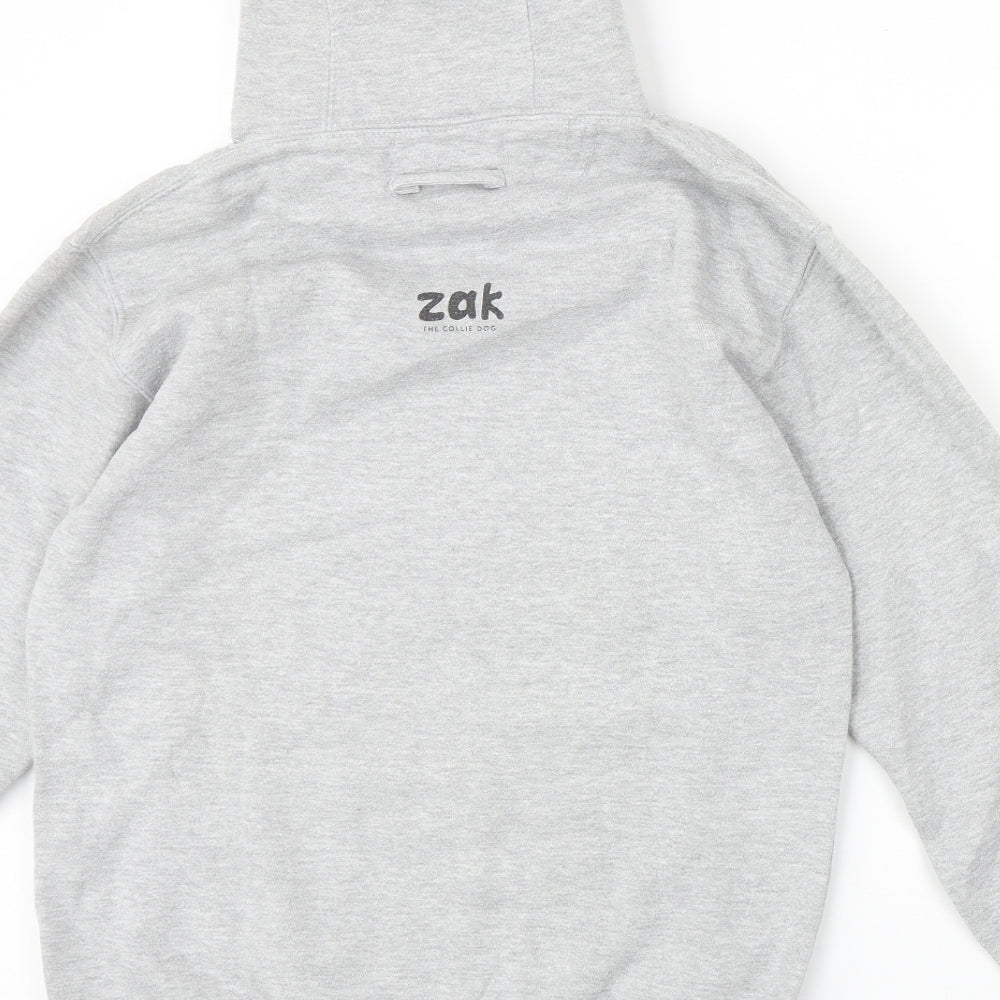 Just Hoods Womens Grey Cotton Pullover Hoodie Size S Pullover - Zak The Collie Dog