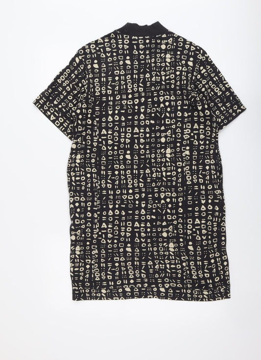 Monki Womens Black Geometric Cotton Shift Size S Round Neck Pullover