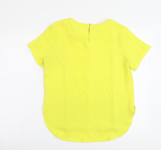 Atmosphere Womens Yellow Polyester Basic Blouse Size 12 Round Neck