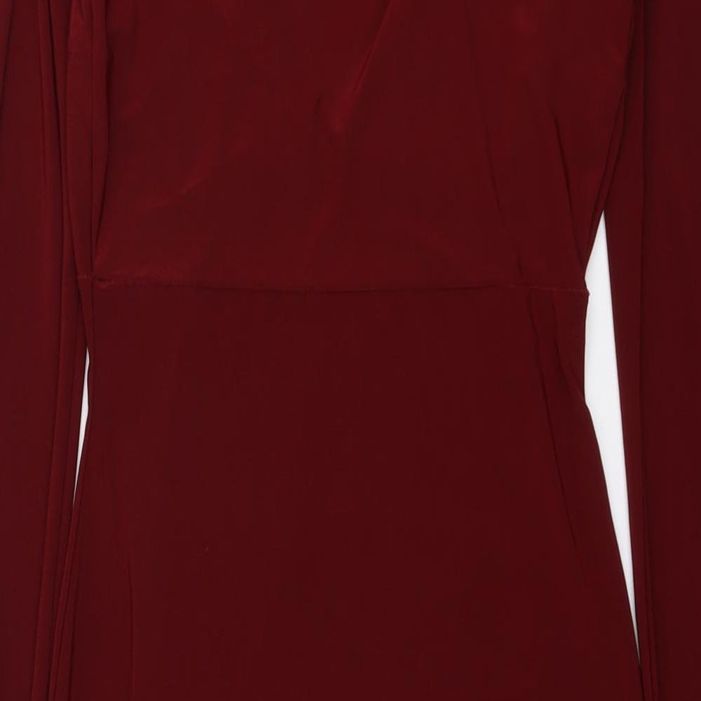 Boohoo Womens Red Polyester Bodycon Size 8 V-Neck Pullover