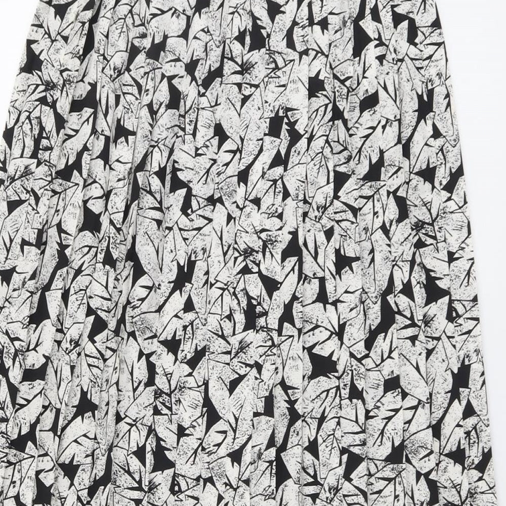 Eastex Womens Black Floral Polyester Pleated Skirt Size 10 Zip