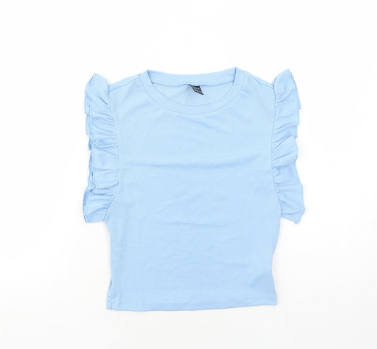 Womens UK Size XS SheIn Blue Cropped T-Shirt