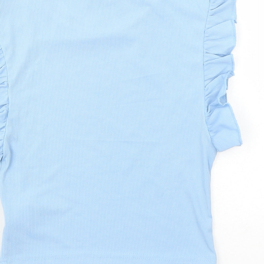 SheIn Womens Blue Polyester Cropped T-Shirt Size XS Round Neck