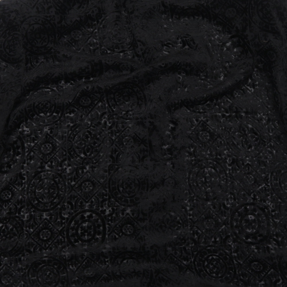 Vision Womens Black Geometric Polyester Basic Button-Up Size XL Collared