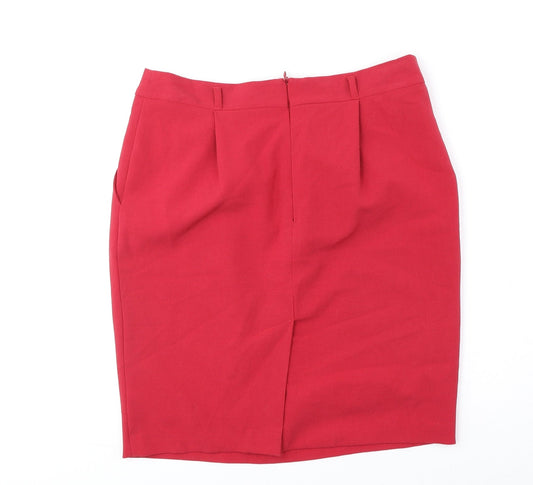 Papaya Womens Red Polyester A-Line Skirt Size 8 Zip