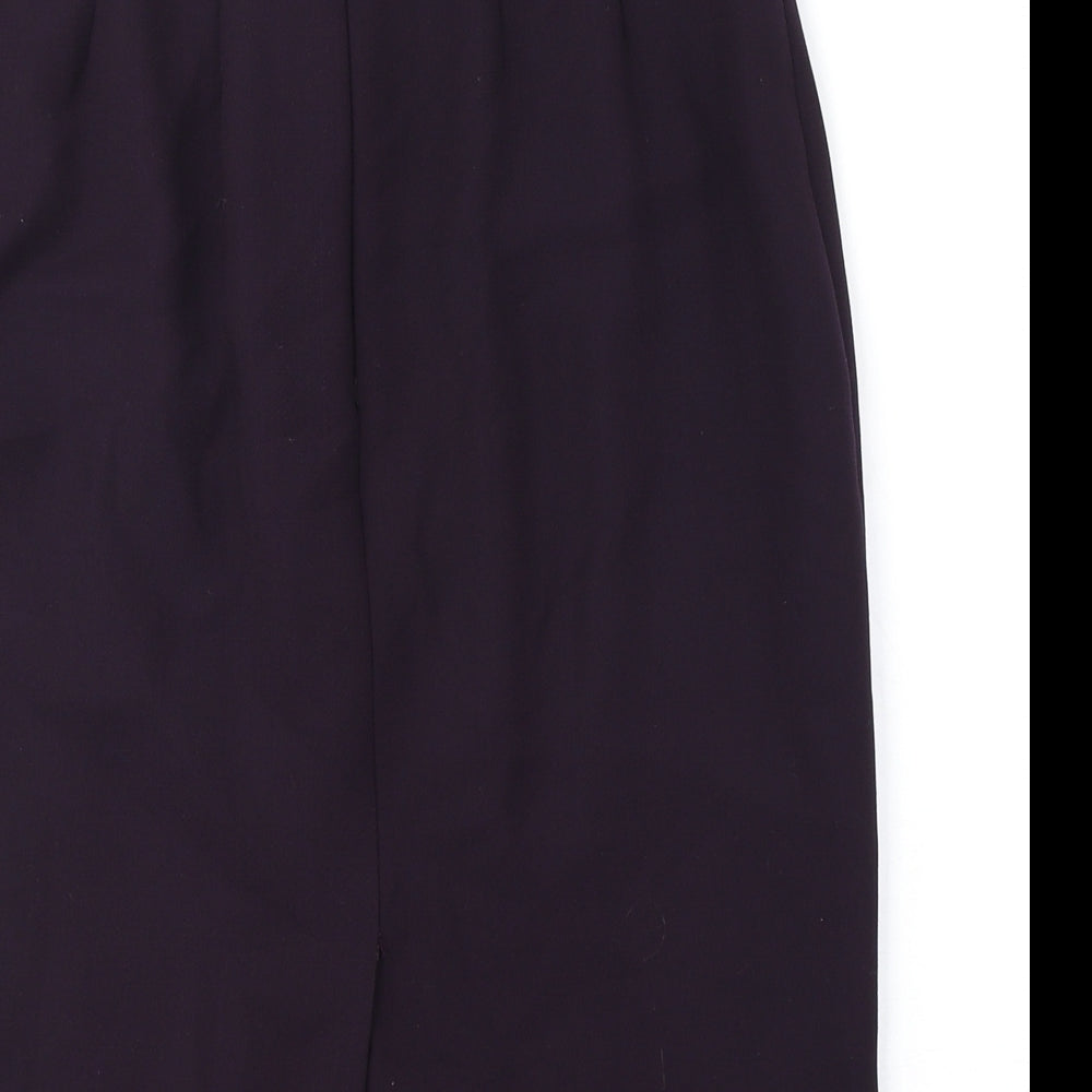 Marks and Spencer Womens Purple Wool Straight & Pencil Skirt Size 10 Zip