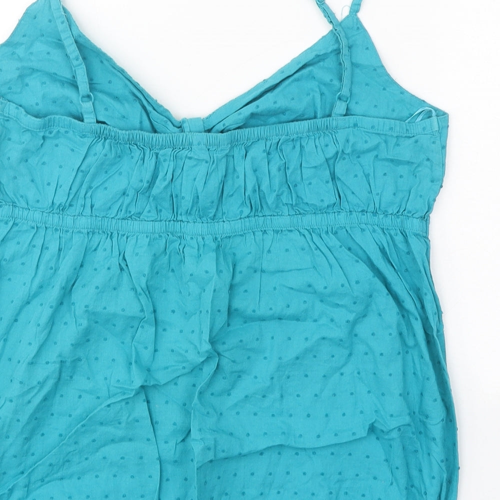 George Womens Blue Geometric 100% Cotton Camisole Tank Size 16 V-Neck
