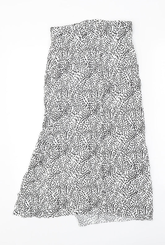 Primark Womens White Animal Print Polyester Peasant Skirt Size 8 Zip - Leopard Pattern