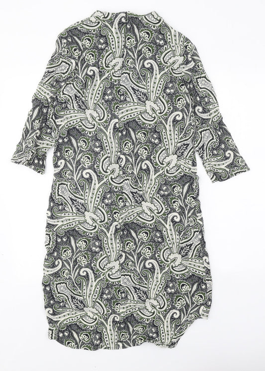 Topshop Womens Black Geometric Viscose A-Line Size 8 Round Neck Zip