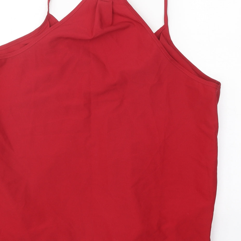 Womens UK Size XL Preworn Red Basic Tank