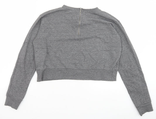 Divided Womens Grey Cotton Pullover Sweatshirt Size S Zip