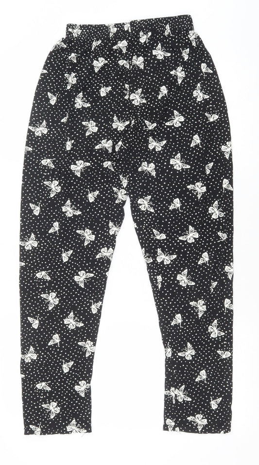 Preworn Womens Black Geometric Polyester Jogger Leggings Size M - Butterfly Print
