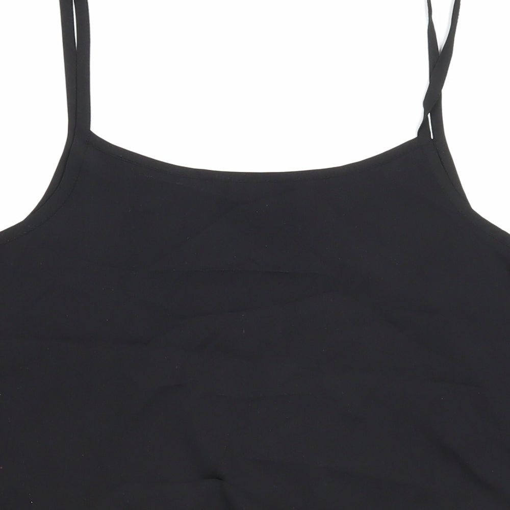 Womens UK Size 8 Peacocks Black Cropped Tank