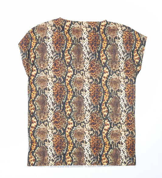 Papaya Womens Multicoloured Geometric Polyester Basic T-Shirt Size 10 Round Neck