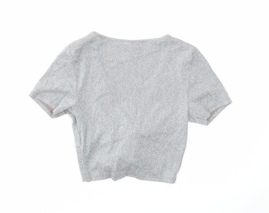 Womens UK Size 6 Topshop Silver Cropped Tank