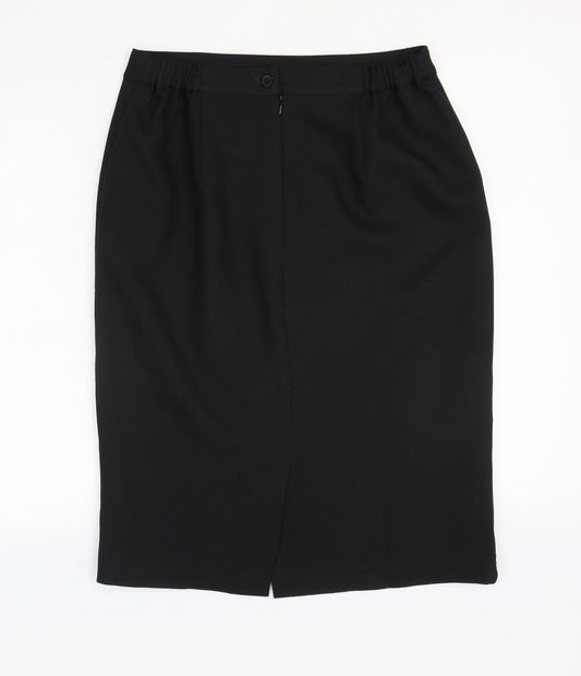 Damart Womens Black Polyester A-Line Skirt Size 12 Zip