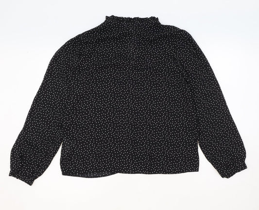 Womens UK Size 12 Warehouse Black Basic Button-Up