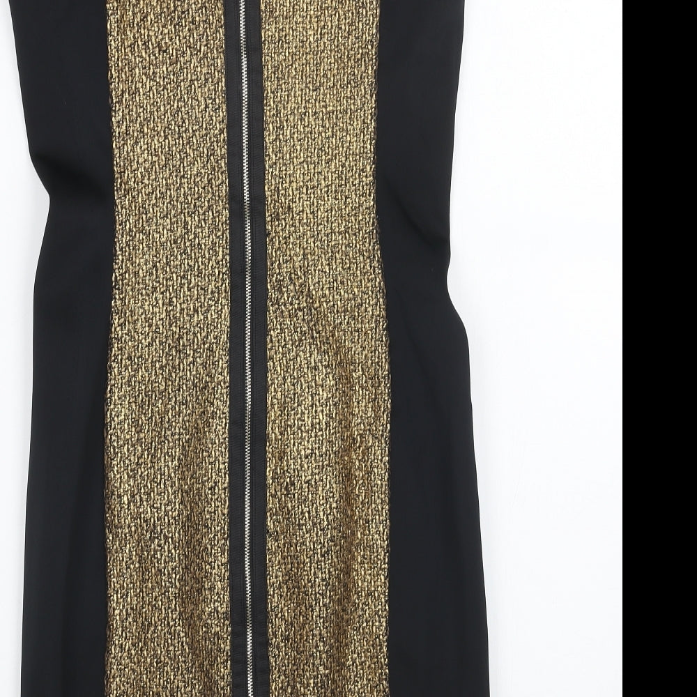 DS DRES Womens Black Polyester Pencil Dress Size 8 Scoop Neck Zip