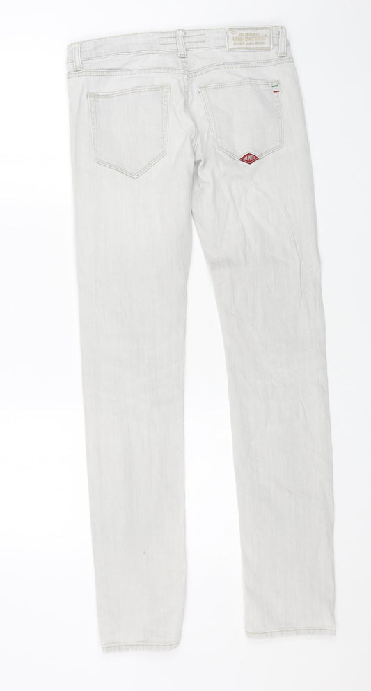 Label Jeans Mens Grey Cotton Skinny Jeans Size 27 in L32 in Regular Button