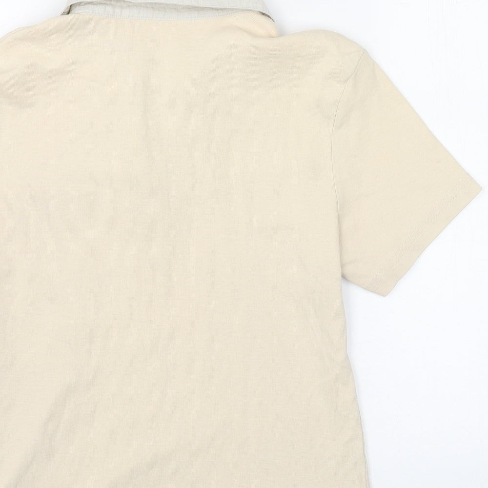 George Womens Beige Cotton Basic Polo Size 14 Collared