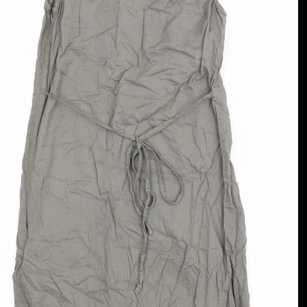 Oasis Womens Green 100% Cotton A-Line Size 8 Scoop Neck Zip