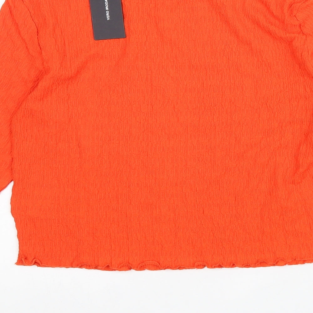 Womens UK Size L Vera Moda Orange Cropped Blouse