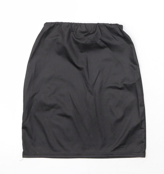 PRETTYLITTLETHING Womens Black Polyester A-Line Skirt Size 6