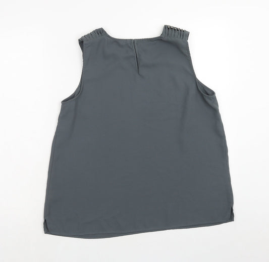 TU Womens Grey Polyester Basic Tank Size 8 Scoop Neck