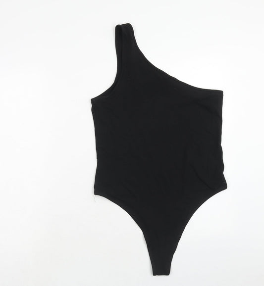Primark Womens Black Cotton Bodysuit One-Piece Size L Snap