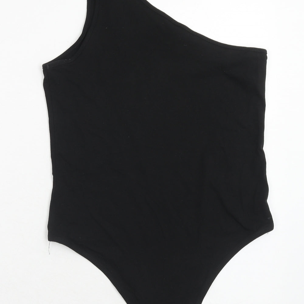 Primark Womens Black Cotton Bodysuit One-Piece Size L Snap
