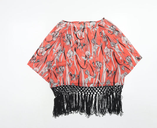 Papaya Womens Pink Floral Polyester Basic Blouse Size 12 Boat Neck