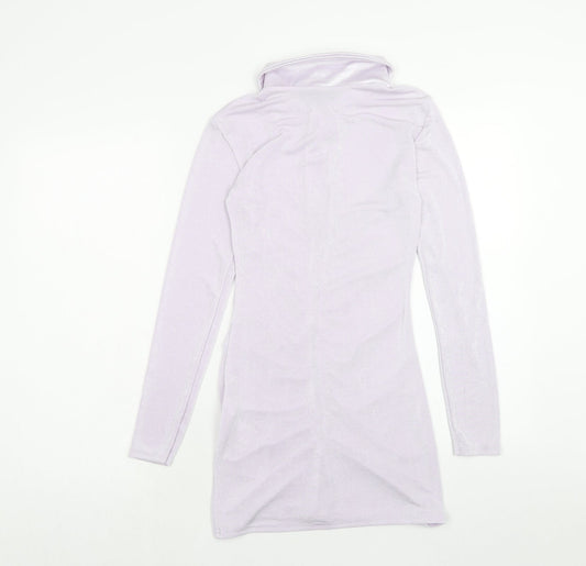 Missguided Womens Purple Polyester Bodycon Size 4 Collared Button