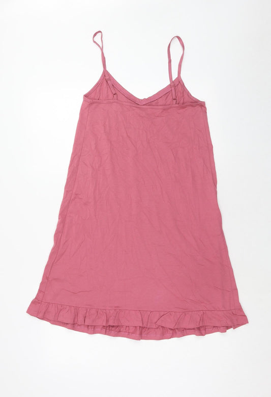Marks and Spencer Womens Pink Cotton Tank Dress Size S V-Neck Pullover