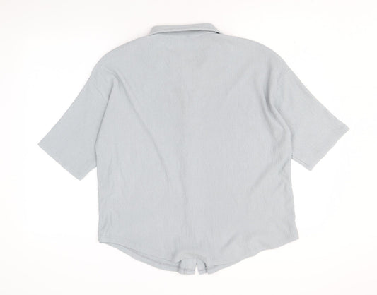 Papaya Womens Blue Polyester Basic Button-Up Size 14 Collared