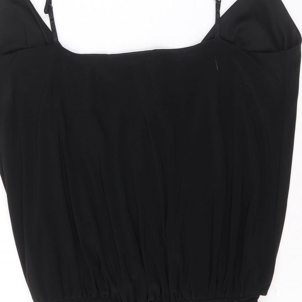 Boohoo Womens Black Polyester Bodysuit One-Piece Size 8 Pullover - Knot Front