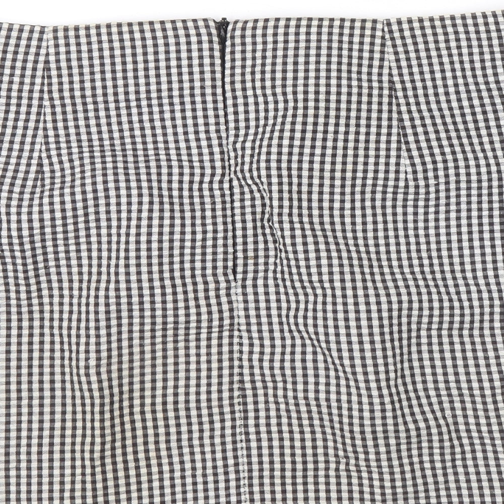 Clockhouse Womens Black Check Polyacrylate Fibre A-Line Skirt Size 12 Zip