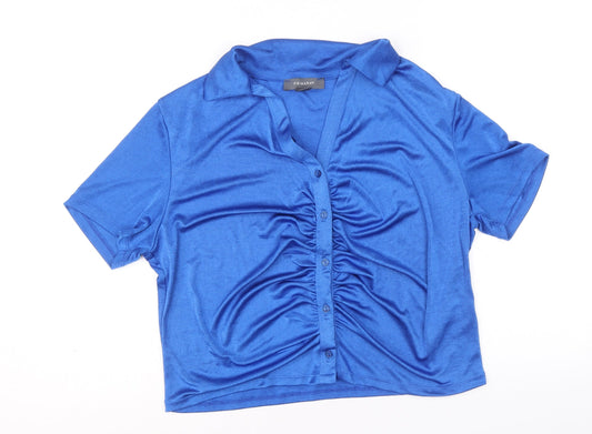 Womens UK Size XL Primark Blue Basic Button-Up