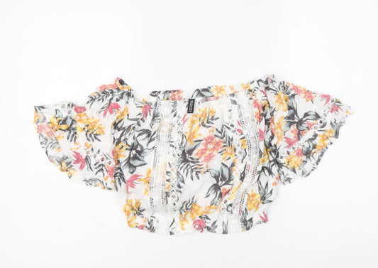 Womens UK Size 10 Divided by H&M White Cropped Blouse