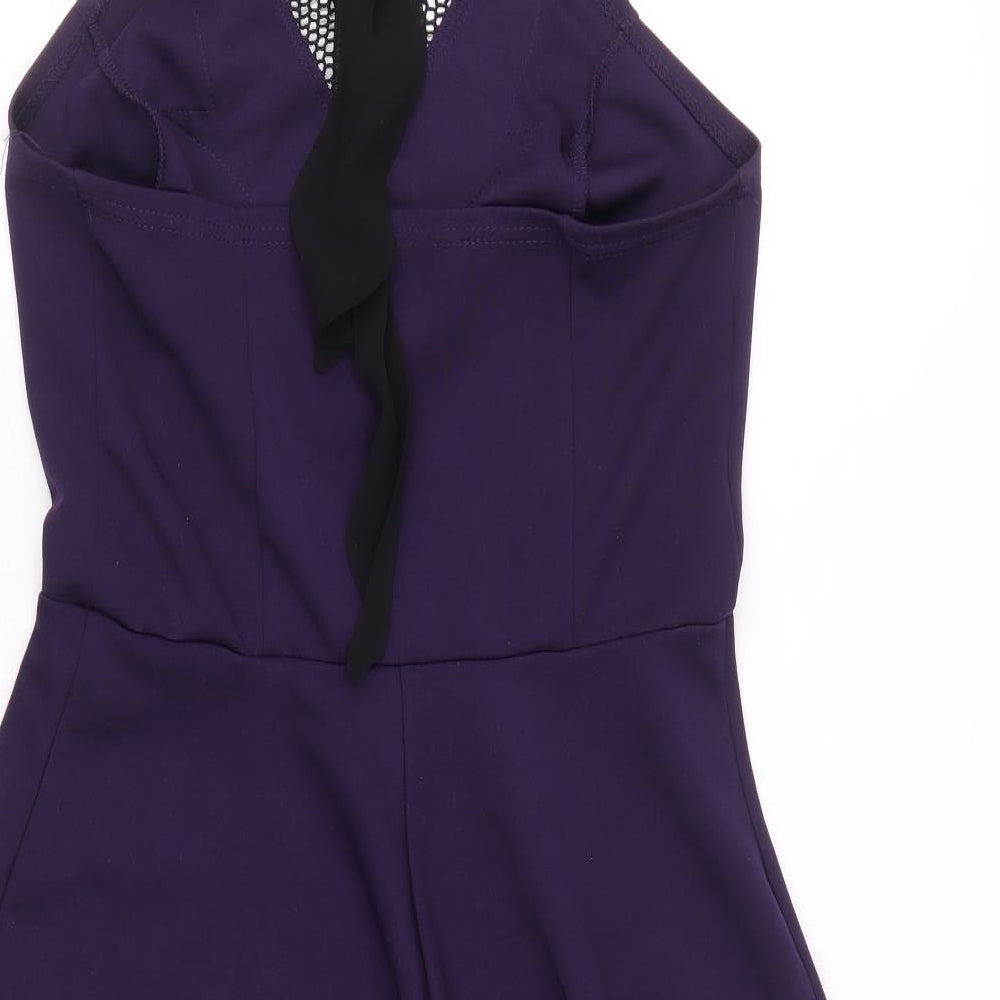 Atmosphere Womens Purple Polyester A-Line Size 14 Halter Pullover - Lace Detail