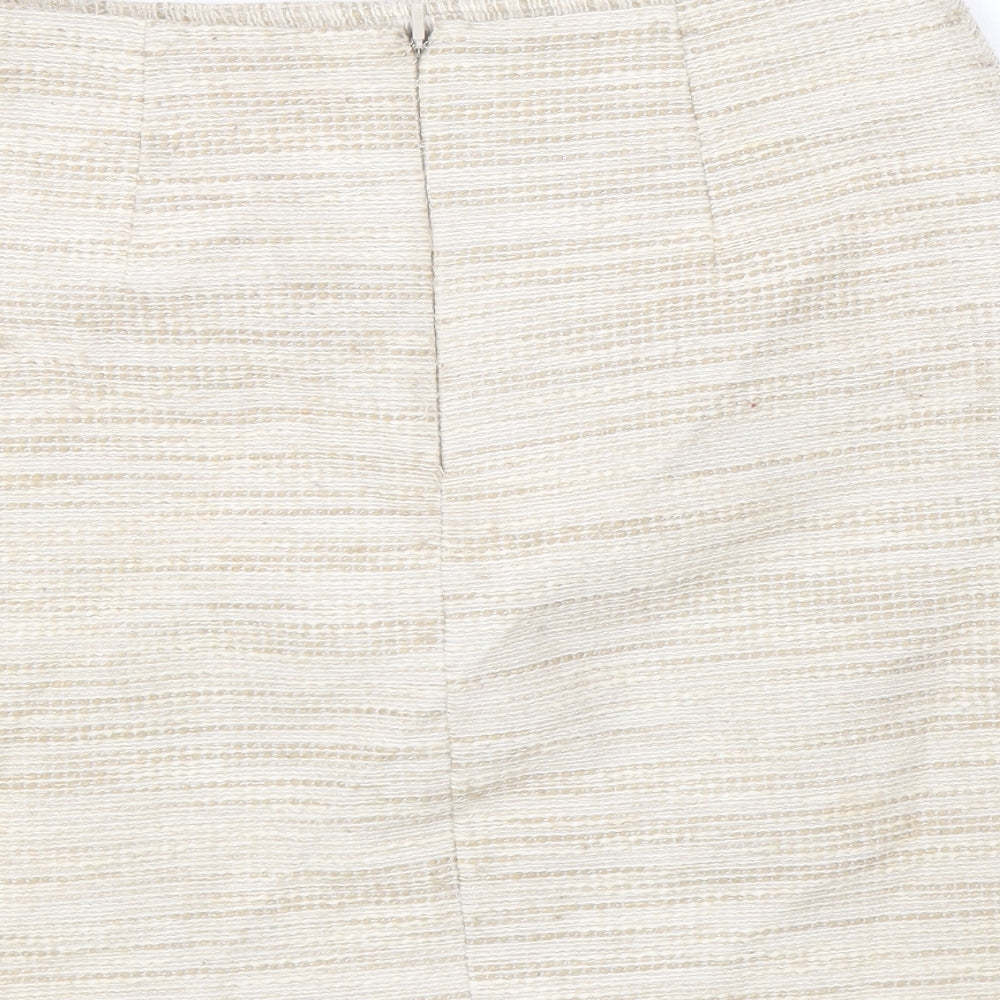 Saba Womens Beige Cotton A-Line Skirt Size 8 Zip
