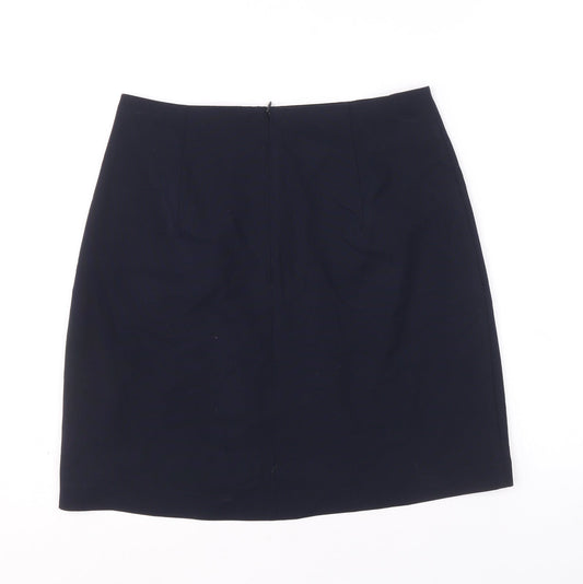 Marks and Spencer Womens Blue Polyacrylate Fibre A-Line Skirt Size 10 Zip