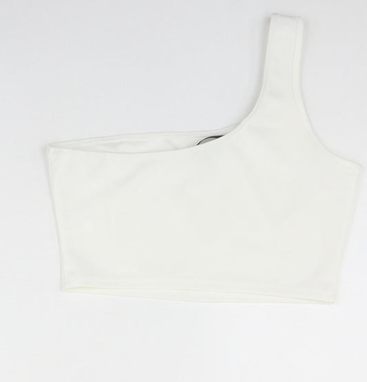 SheIn Womens White Polyester Cropped Tank Size M One Shoulder