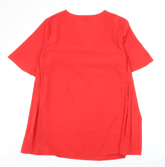 Capsule Womens Red Polyester Basic T-Shirt Size 16 V-Neck